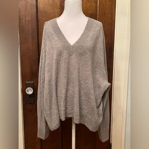 Madewell Gray Cashmere V-Neck Sweater size XXL New Without Tags